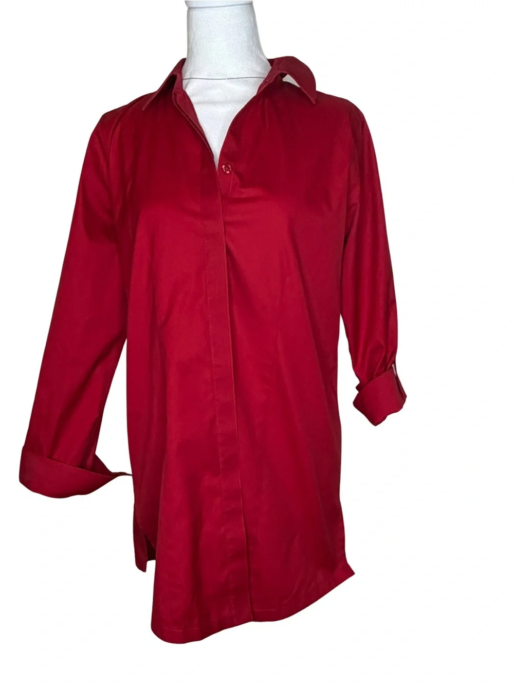 Chico's Vibrant Red Button-Down Collared Top - Picture 2 of 6